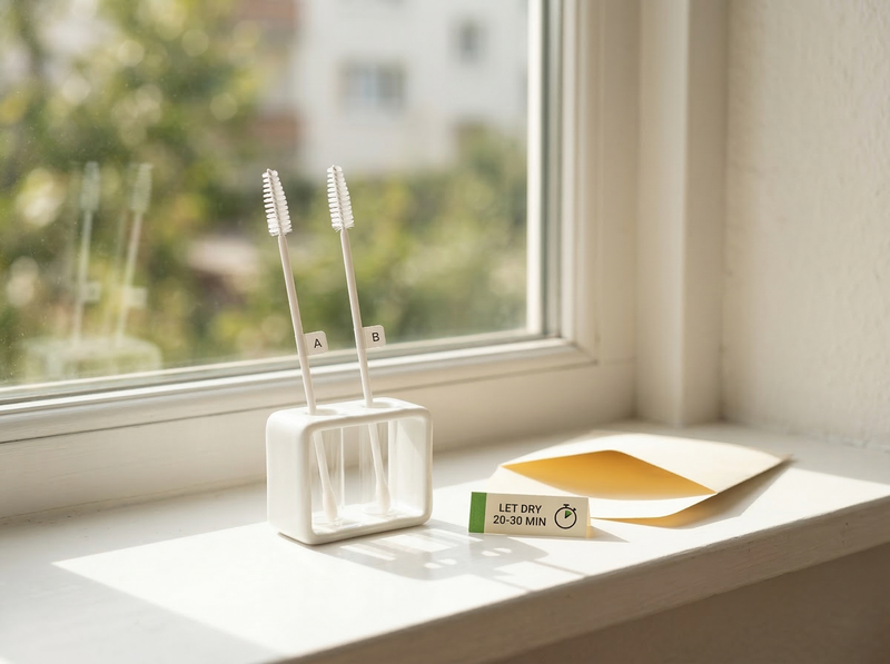 Suszenie szczoteczek do pobierania próbek na powietrzu przed włożeniem do koperty